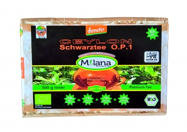 500 g MILANA Ceylon Demeter ORGANIC Loose BLACK TEA OP1 Orange Pekoe 1 packed into handwoven baskets - with 55 percent benefits support - The Tea, ... that tastes like Love. Fairly and sustainably manufactured.